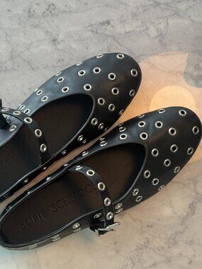 Sofie Schnoor Black Grommet Mary Jane Ballet Flat